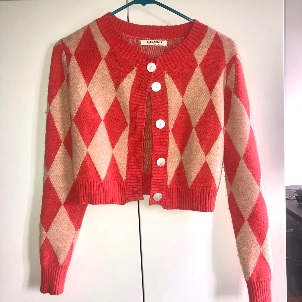 Glamorous dolls kill cropped argyle sweater